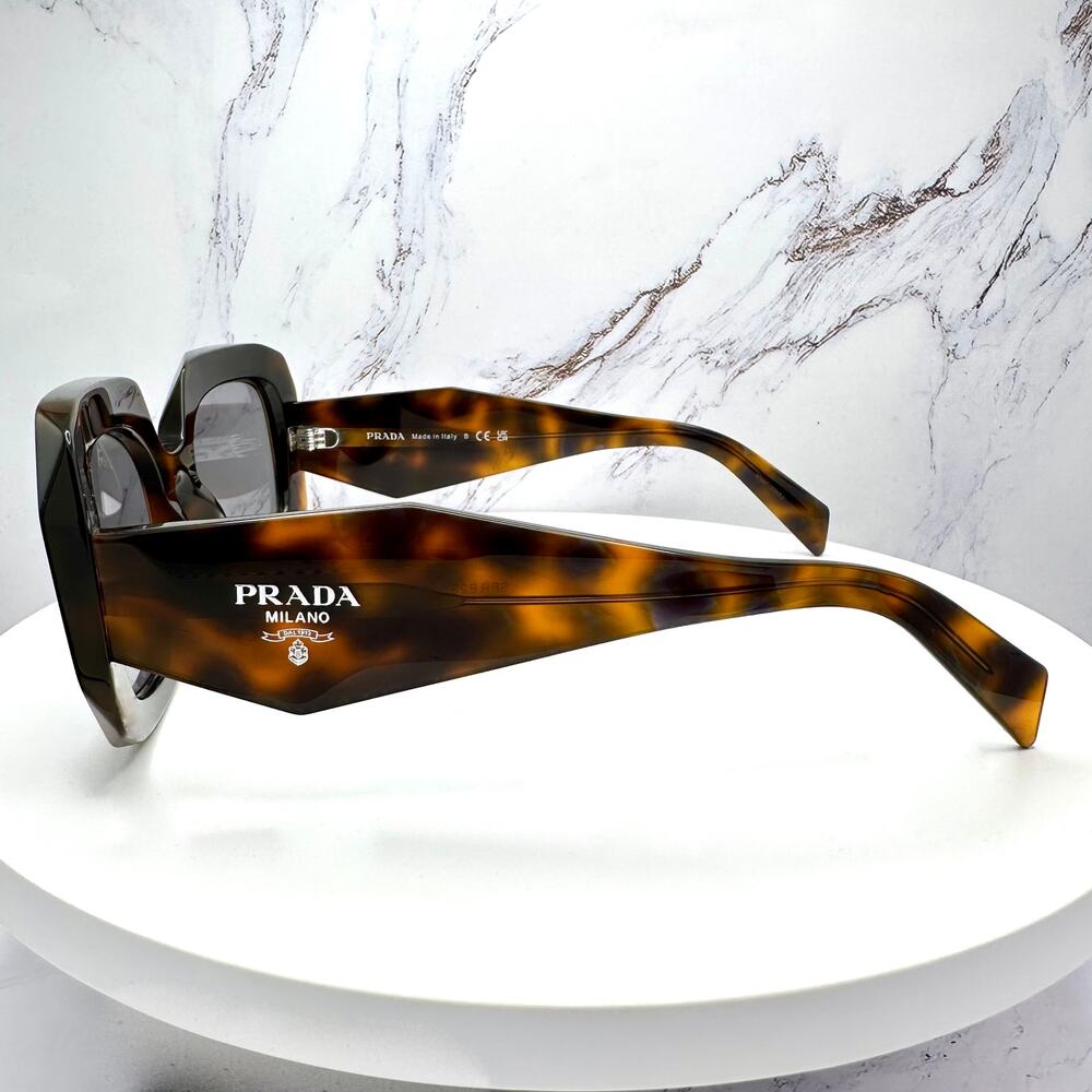 New PRADA Sunglasses Brown Juniper Tortoise Gray Lens Square - Picture 12 of 16